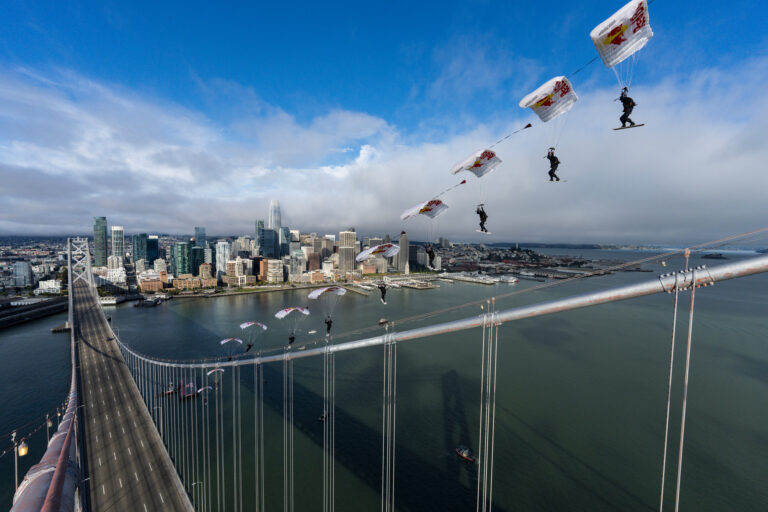 Sean MacCormac Completes World-FirstSkysurf on San Francisco Bay Bridge Cables