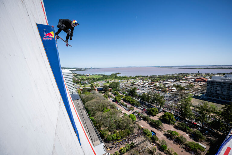 Brazilian Pro Skateboarder Sandro Dias Breaks Two Guinness World Records™ Descending from 22-Storey Building in Porto Alegre
