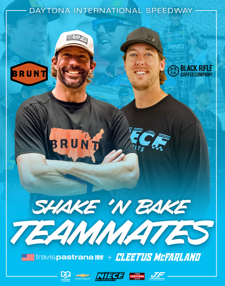 Travis Pastrana & Cleetus McFarland Team Up w/ BRCC & Brunt Workwear for NASCAR CRAFTSMAN Truck Series 